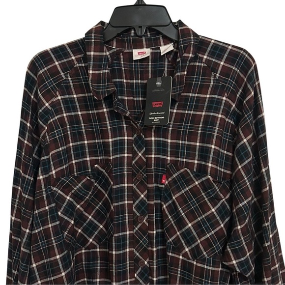 LEVI'S NWT Plaid Long Sleeve Harrison Raglan Button Down Shirt XL - Picture 5 of 16